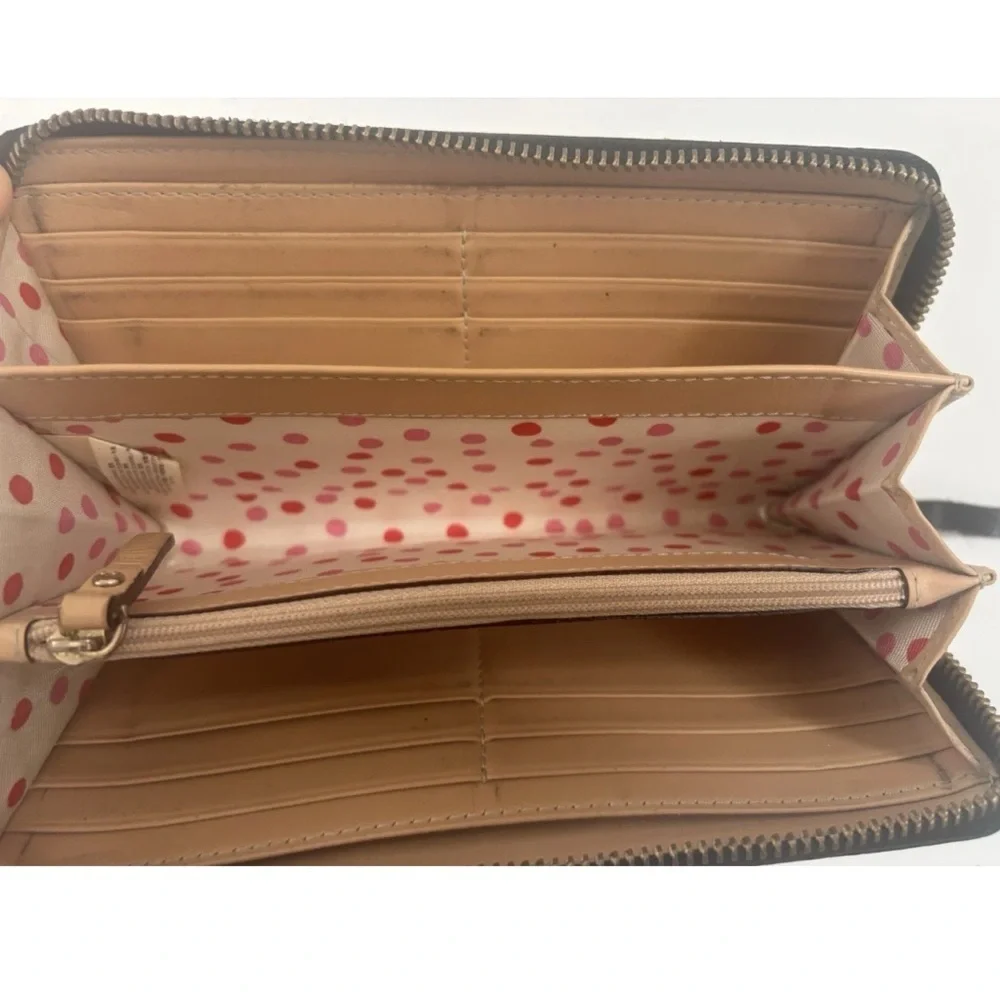 Kate Spade Leather Wallet Black Water Zip-Around Organizer Clutch